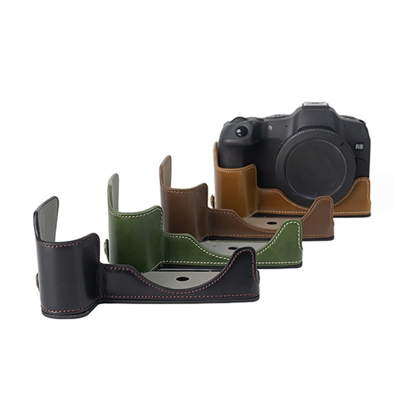 Meia Capa De Couro Para Câmera Canon EOS R8 Com Alça