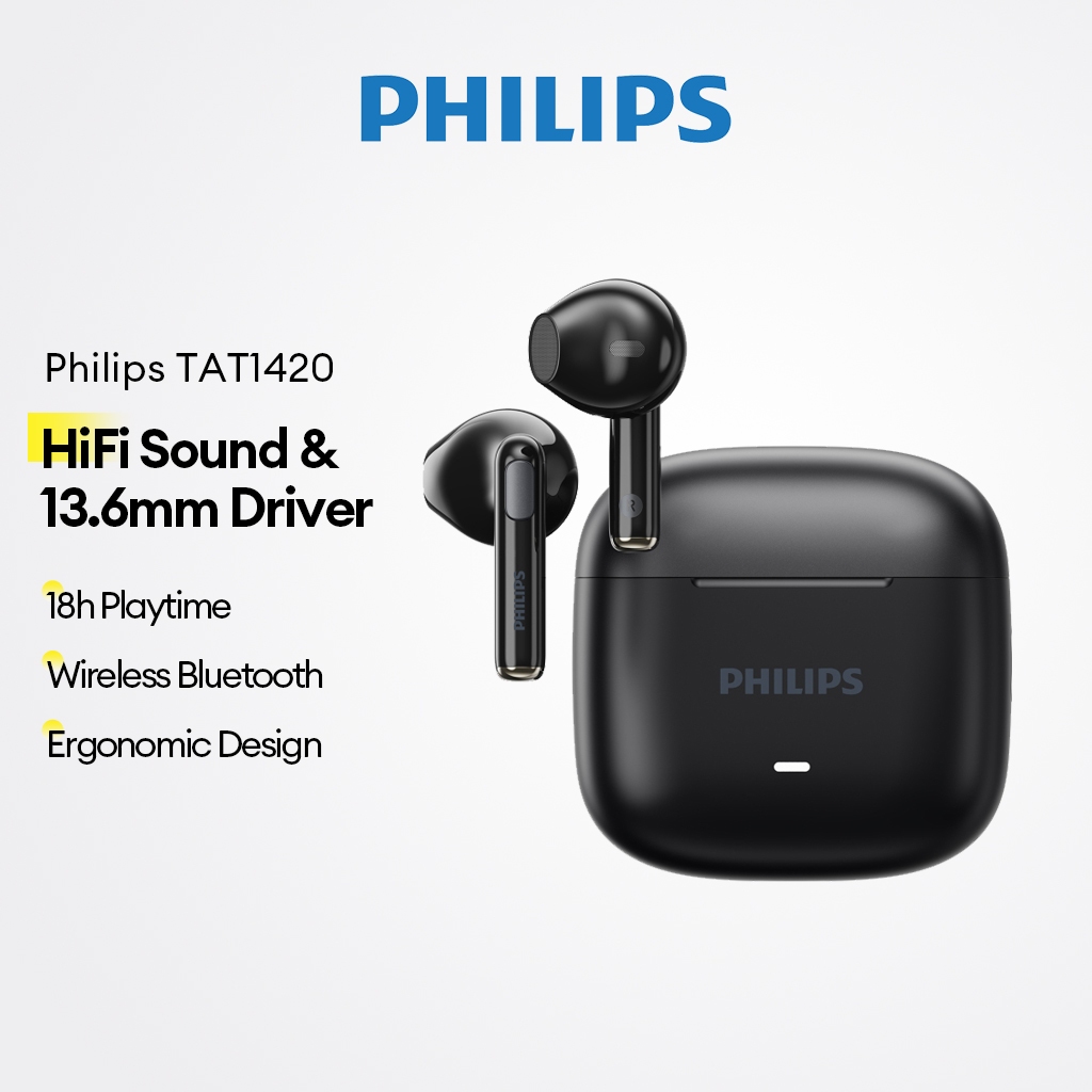 Philips TAT1420 Fones De Ouvido Bluetooth Sem Fio Com Driver De 13.6 Mm E 18 Horas De Reprodução Som HiFi