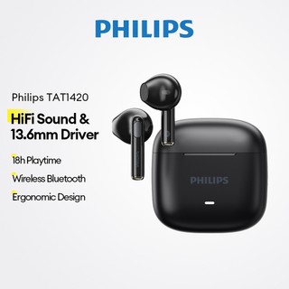 Philips TAT1420 Fones De Ouvido Bluetooth Sem Fio Com Driver De 13.6 Mm E 18 Horas De Reprodução Som HiFi