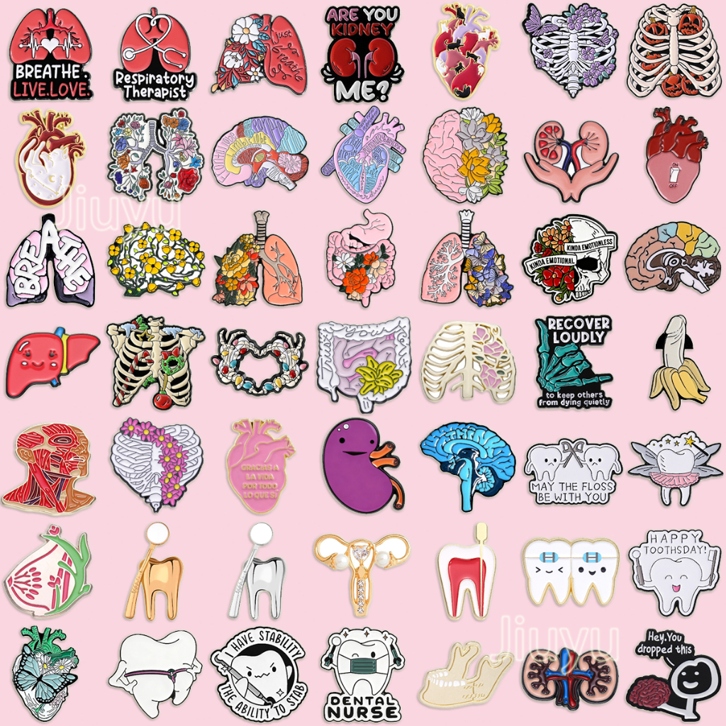 85 Estilos Criativo Colorido Floral Planta Órgão Pino Moda Cérebro Coração Estômago Broches Lapela Emblemas Dos Desenhos