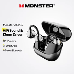 Monster AC235 Fones De Ouvido Bluetooth Sem Fio Com Driver De 13 Mm E 32 Horas De Reprodução Mais Som HiFi AI App