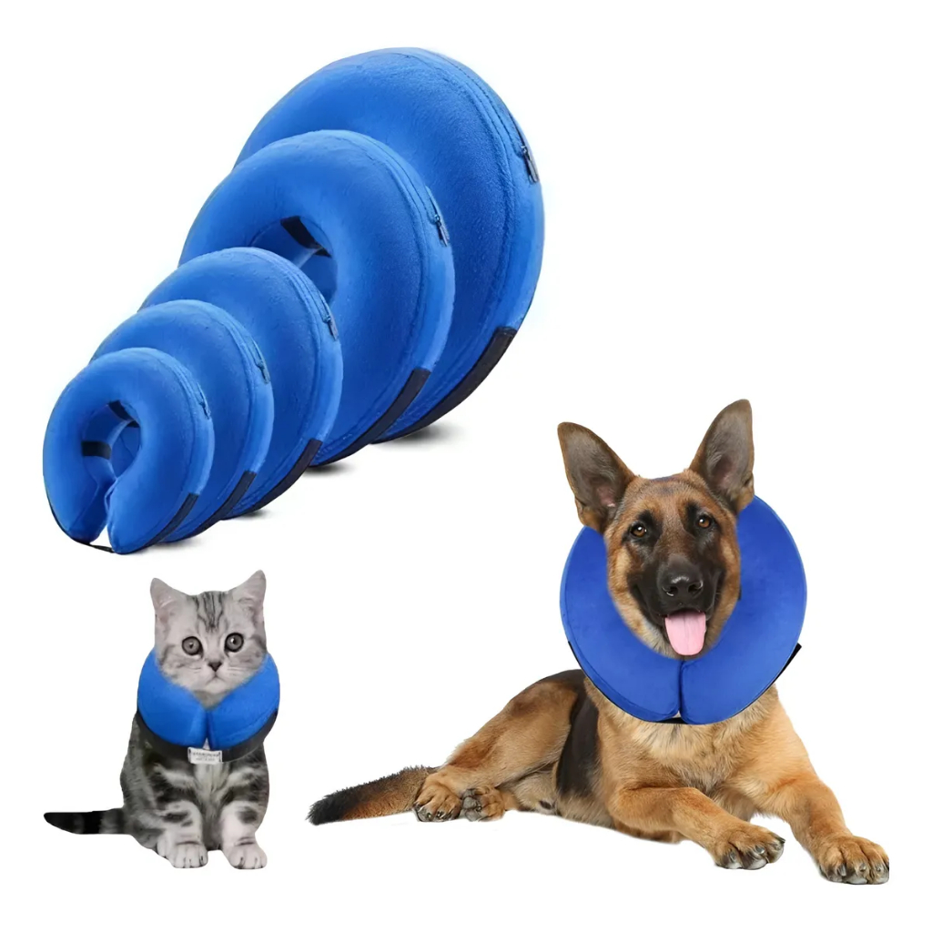 Colar Recuperação Caes Cirúrgico Elizabetano Inflável P/18-30cm