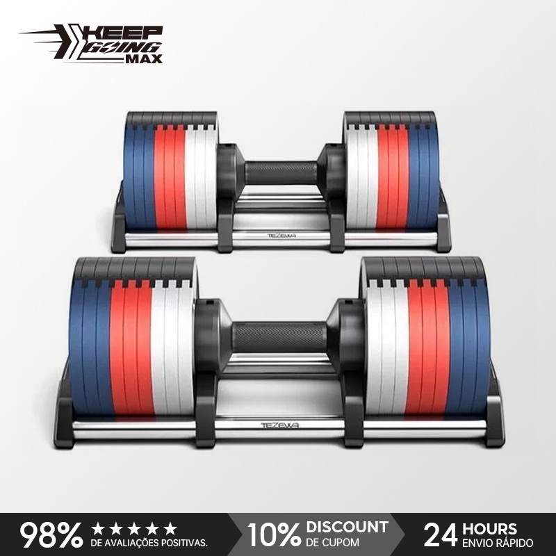 Haltere Ajustável Colorido 24kg Com Base Elite Pro 4kg