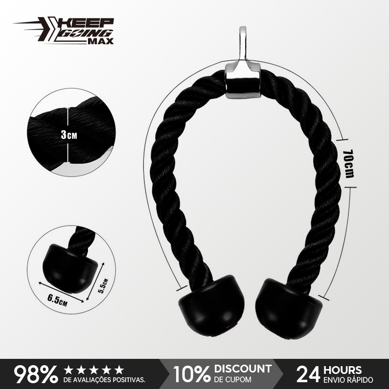 Puxador Triceps Corda Crossover Academia Profissional Preto Puxador Corda Biceps Triceps