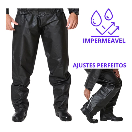 Calça De Chuva Motoqueiro Impermeável Reforçada Flexível Pvc