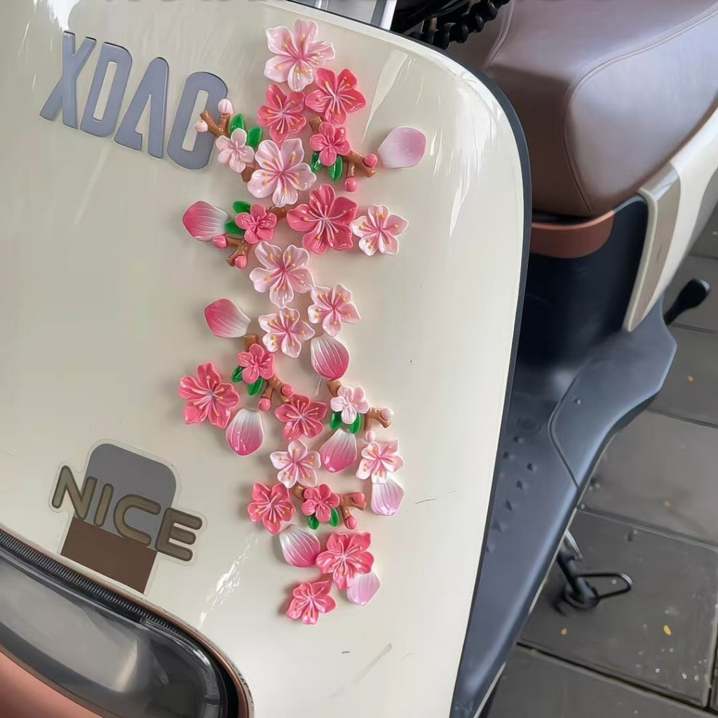 Adesivos Decalque 3D De Pétala De Flor Ornamento Gráfico De Pêssego Para Capacete Scooter Carro