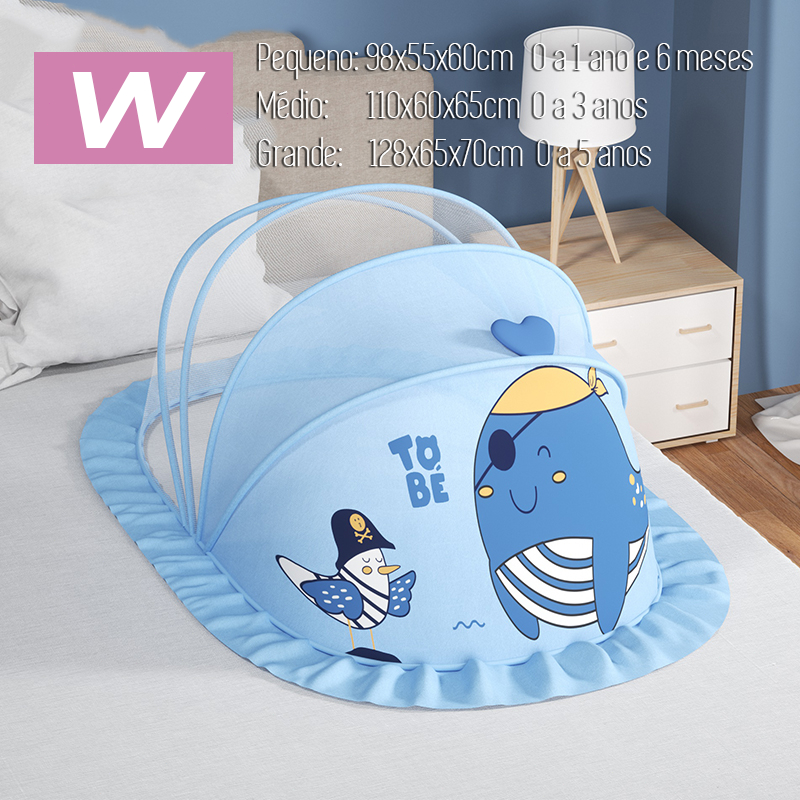 Mosquiteiro Infantil Dobrável Estilo Mongól para Berço - Design Fechado Seguro, 100% Respiravel e Portátil