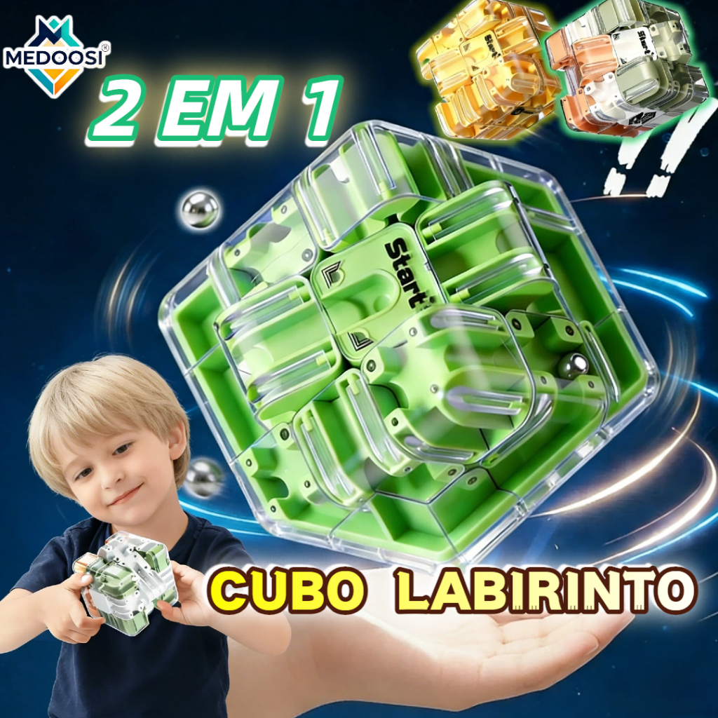 Medoosi Jogo e Brinquedo Labirinto Montessori Cubo 3x3 Alívio de Estresse e Melhor Coordenação Motora Crianças