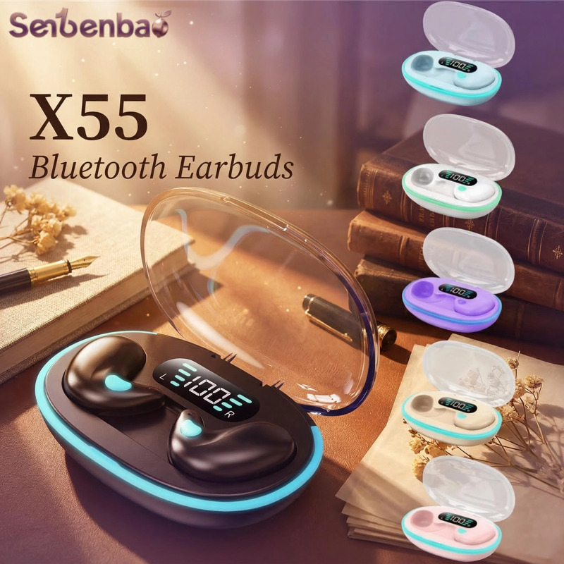 Senbenbao x55 Dormir Fones De Ouvido Sem Fio Para Trabalho TWS Bluetooth Estéreo Escondido Fone HD Chamada À Prova Dwate