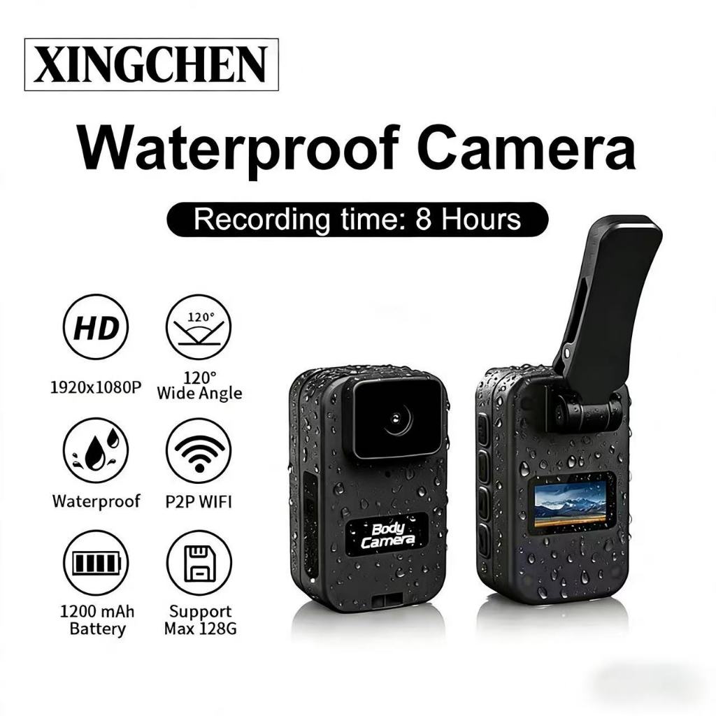 XINGCHEN Upgrade WiFi Mini Câmera Corporal À Prova D'água-12MP , Bateria De 8 Horas , 120 ° Grande Angular , Suporte De 