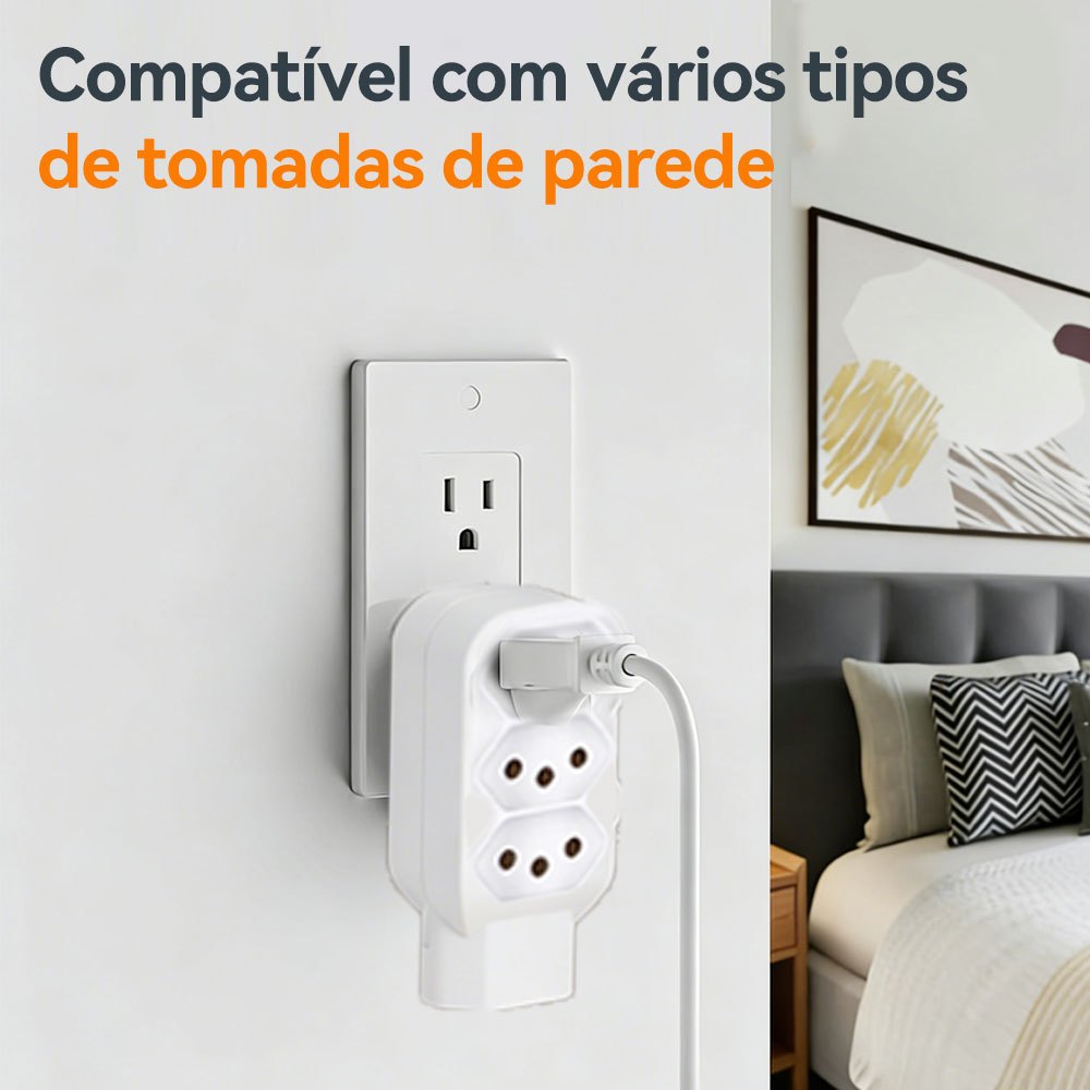 Mini filtro de linha 4 tomadas adaptador 3 pinos benjamin