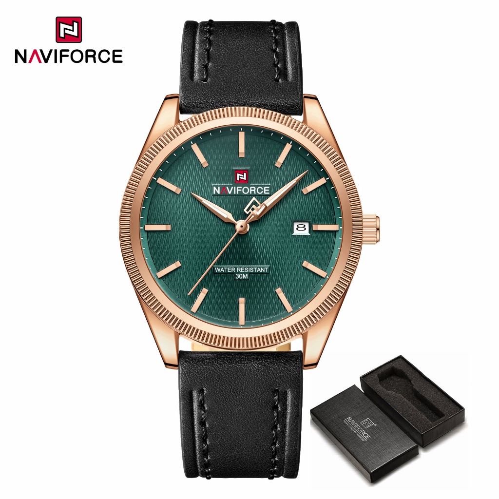 NAVIFORCE 9276L Relógio Masculino Com Pulseira De Couro E Movimento De Calendário De Quartzo Simples