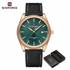 NAVIFORCE 9276L Relógio Masculino Com Pulseira De Couro E Movimento De Calendário De Quartzo Simples
