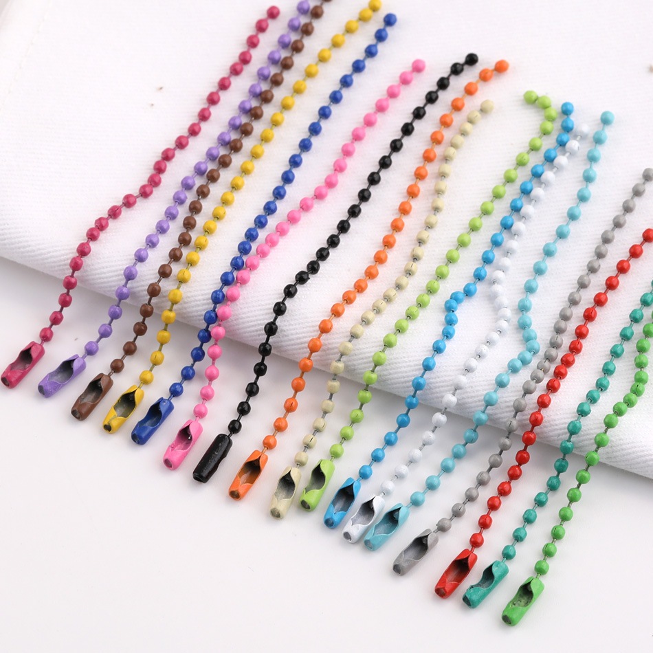 50/100/150/200/250correntes de bolas com etiquetas de canoa 10cm, chaveiros coloridos, cores disponíveis