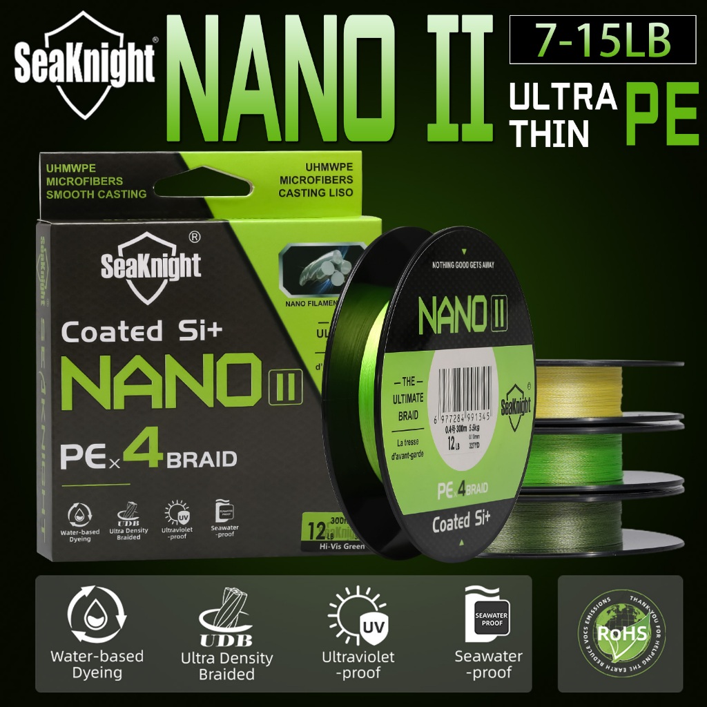 SeaKnight Série NANO II Linha De Pesca Trançada 100M/300M 4 Cordões Micro PE Linhas Multifilamento Água Doce/Em 7-15LB