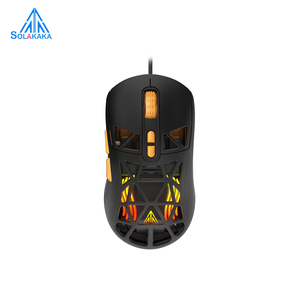 Rato de Jogos com Fio Ultra-Leve SOLAKAKA SM901 52g RGB 6 níveis de DPI Botões Personalizáveis Mouse de Escritório