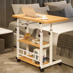 Mesa Multiuso Dupla Regulável Portátil para Laptop Tablet Sofá Cama com Rodinhas