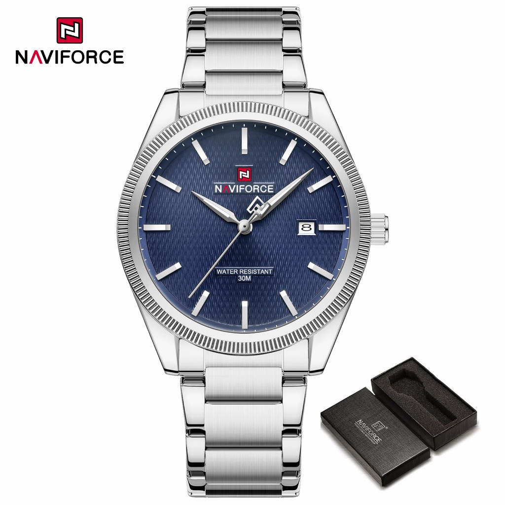 NAVIFORCE 9276S Relógio Masculino Com Pulseira De Aço Inoxidável Movimento De Calendário De Quartzo Simples E Deslocamen