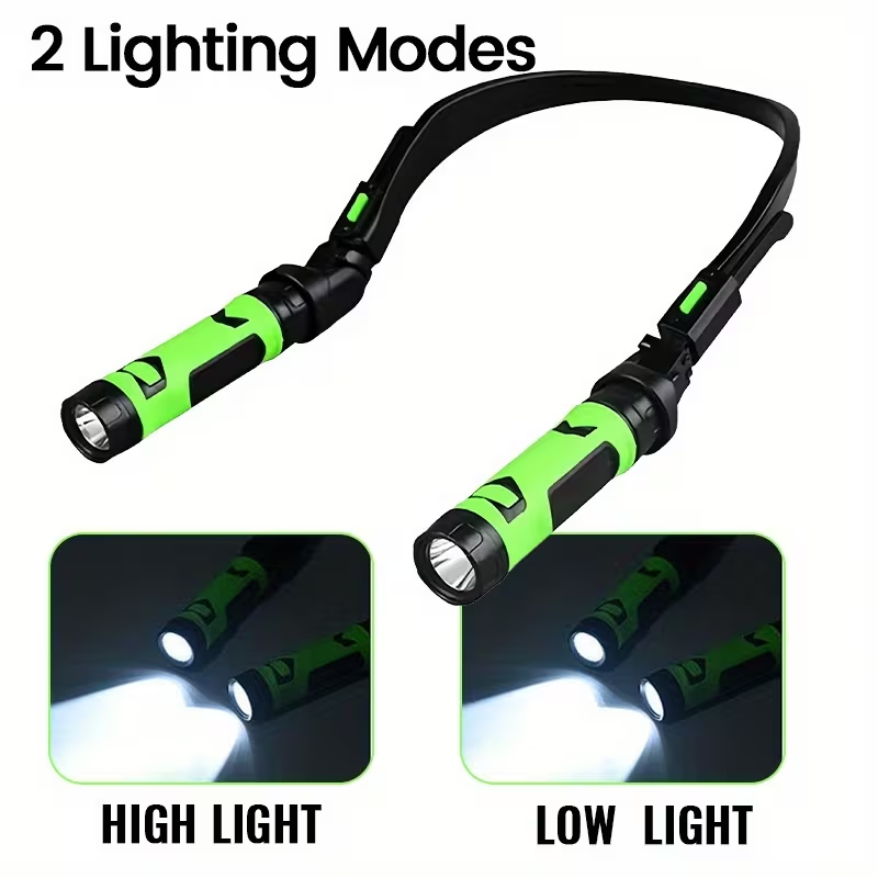 Lanterna de pescoço LED recarregável via USB, ideal para atividades ao ar livre como camping e corrida. em Oferta na Shopee