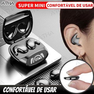 Fone de Ouvido TWS Invisível para Dormir Bluetooth Oculto IPX7 À Prova d'Água com Cancelamento de Ruídos MINI