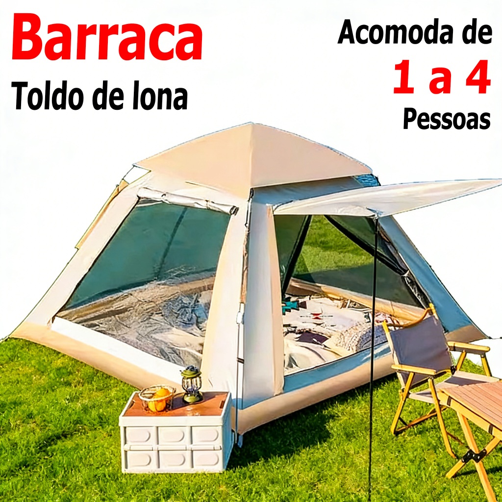 Barraca de Acampamento Automática 1-4 Pessoas à Prova D'água para Viagens ao Ar Livre