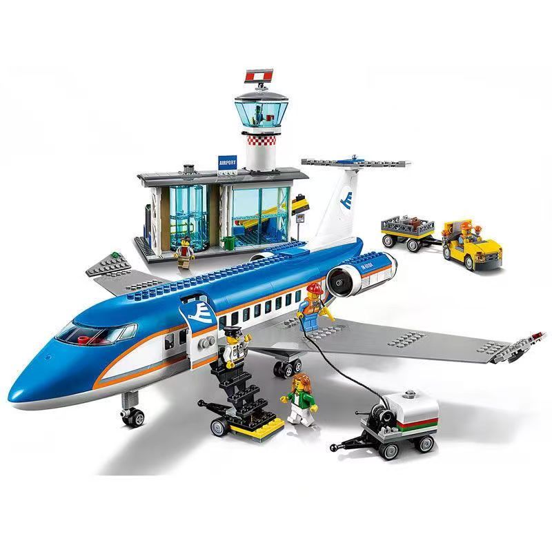 Compatível com estação de aeroporto Lego construção grande avião cidade avião sala de espera bloco de construção brinque