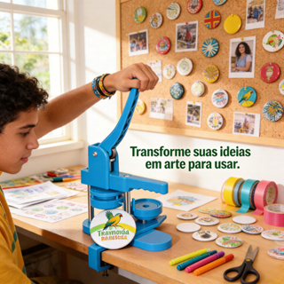 Kit Conjunto de Máquina de Square Crachá Deslizante Máquina De Button, Botão, Broche, Crachá 50mm 100 Boton em Oferta na Shopee