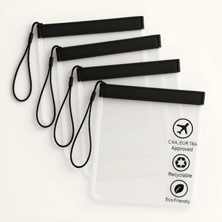 Conjunto De 4 Bolsas Transparentes Com Zíper Para Viagens Em Aeroportos E Internacionais
