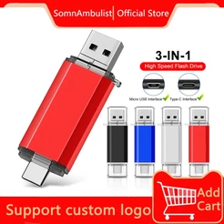 Imagem personalizada/logotipo da empresa, unidade Flash dois em um TYPE-C de 8 GB/32 GB/64 GB