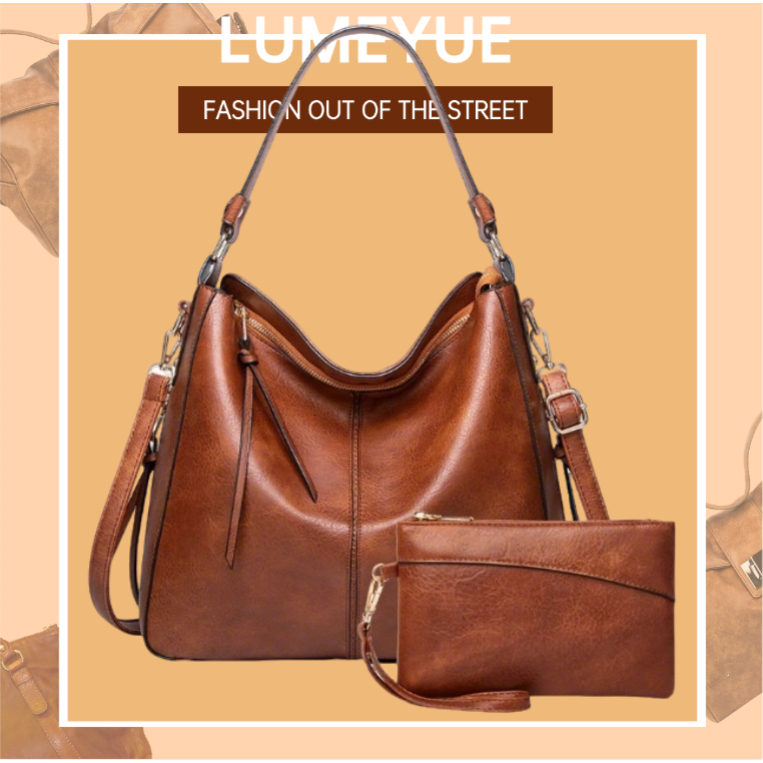 Bolsa Feminina Vintage Couro PU Opções Tamanho Grande e Pequeno Bolsa Tote De Ombro Prático em Oferta na Shopee