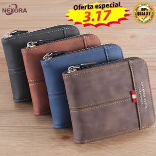 Novo Estilo Carteira de Couro Multifuncional com Zíper e Porta-Cartões de Identidade em Oferta na Shopee