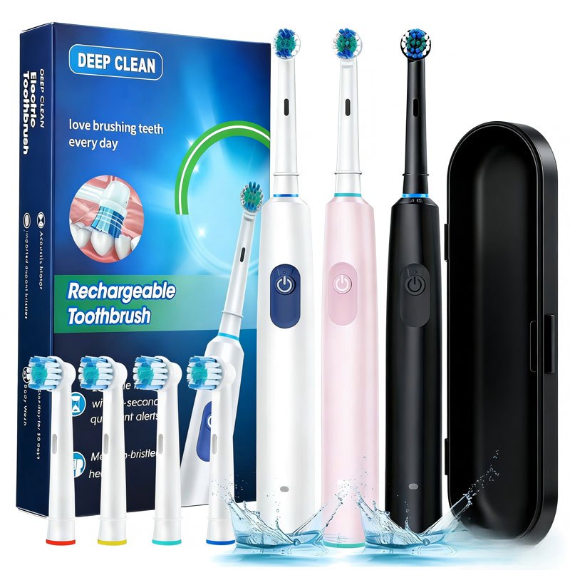 Escova De Dentes Giratória Elétrica Recarregável, 5 Modos E 4 Cabeças De com a caixa, Remoção Avançada De Placa,Sensor D