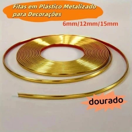 Fita metalizada para decoracao de Pvc 6mm/12mm/15mm/20mm/27mm Com Dupla face com 5 Metros em Oferta na Shopee