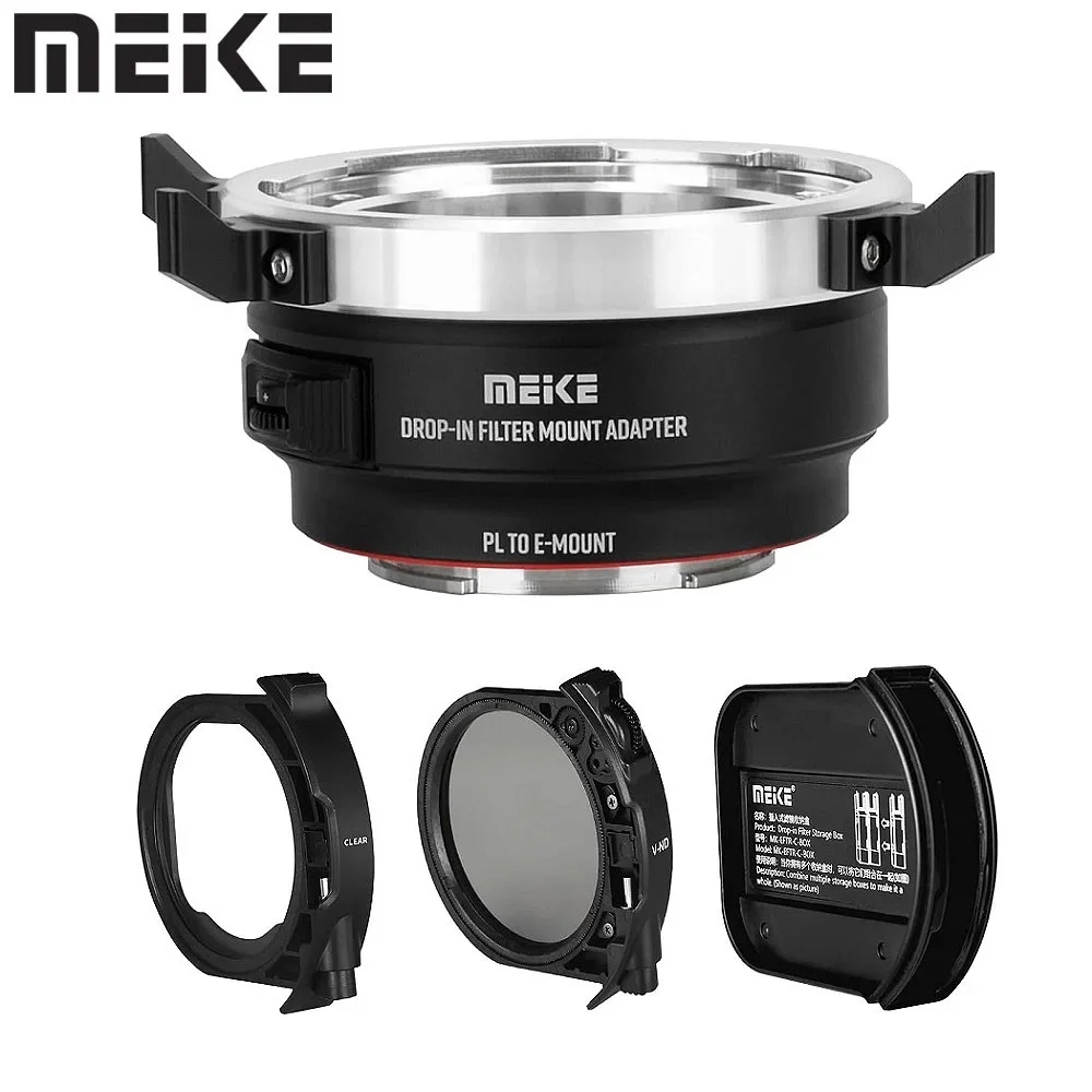 Adaptador De Lente Meke MK-PLTE-C Com ND UV Drop-in Para De Cinema ARRI PL-Mount Câmera Sony E A9 A7III A7II A7R3 A7R4