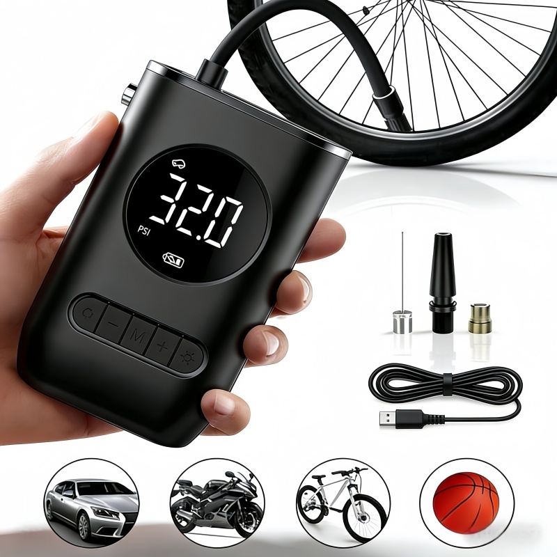 Mini Compressor de Ar Portatil Bomba De Encher Pneu Compressor Pneu Carro Recarregavél Digital