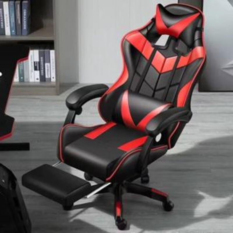 Imagem Cadeira Gamer Ergonômica Reclinável com Almofadas para Lombar e Cervical – Couro Sintético 135 kg