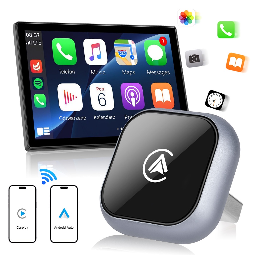 Carplay Adaptador Sem Fio Car Play Android Auto 2 Em 1 Usb Automático
