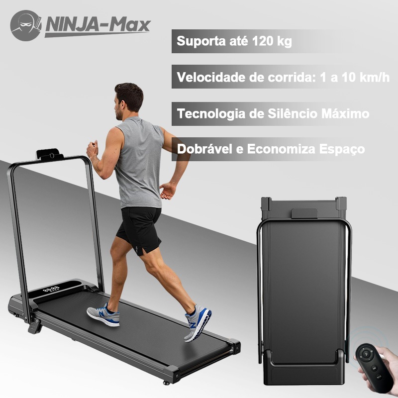Esteira Portátil Elétrica Esteira Ergométrica Residencial Aparelhos de Academia em Velocidade 0-10km/h, Capacidade 120kg