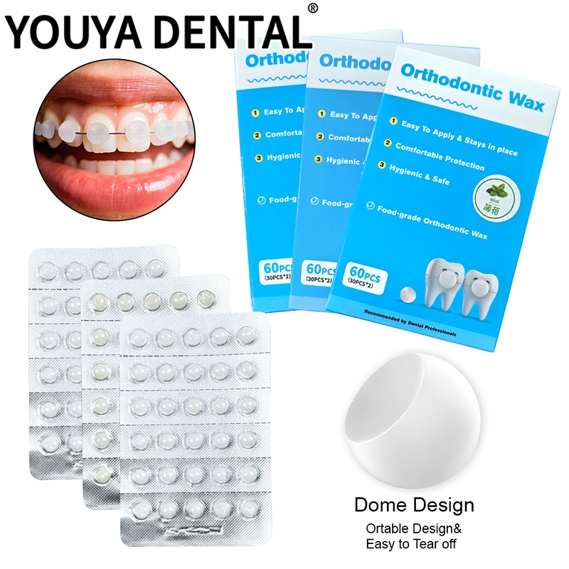 60 Pçs/Caixa Dental Ortodôntico Cera Protetora Cinta Ortodôntica Anti-Moagem Embalado Individualmente