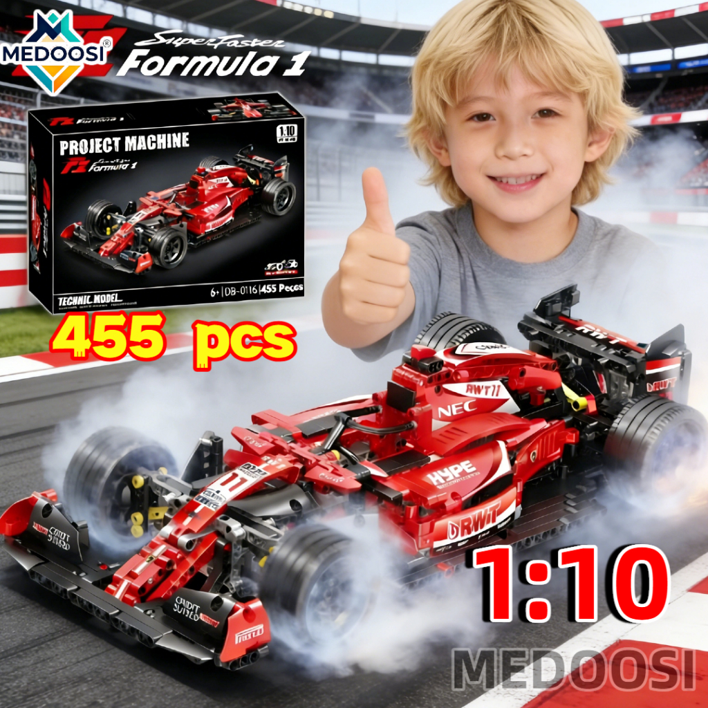 MEDOOSI F1 Kit Montar 445/1163 Peças Carro F1 Compatível LEGO Bloco de Construção Brinquedo - Presente Adulto e Criança