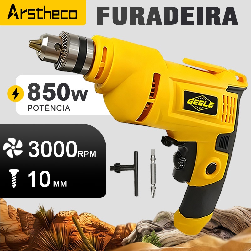 110V/220V Furadeira Parafusadeira De  850w 3000RPM Com Acessórios em Oferta na Shopee