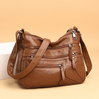 Bolsa Tiracolo Feminina Casual Couro PU Macio Padrão De Pétalas Muitos Bolsos