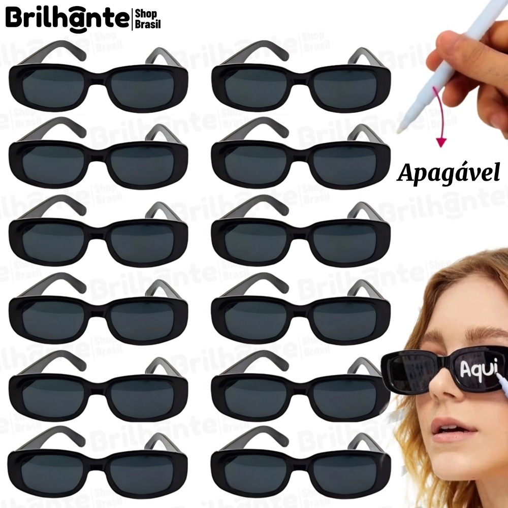 Kit 5/10/20/30 Oculos Vintage Retro Preto Liso + Caneta Giz Festa Casamento