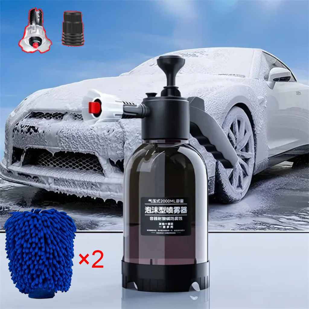 Pulverizador Snow Foam manual 2L Com 2 Bicos Para Carros+2 Lavagem Luvas carro