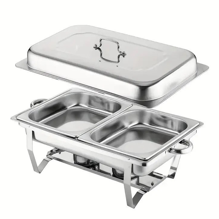 Rechaud Profissional Inox 12L com 1, 2 ou 3 Divisórias para Buffet Festas Eventos new_life