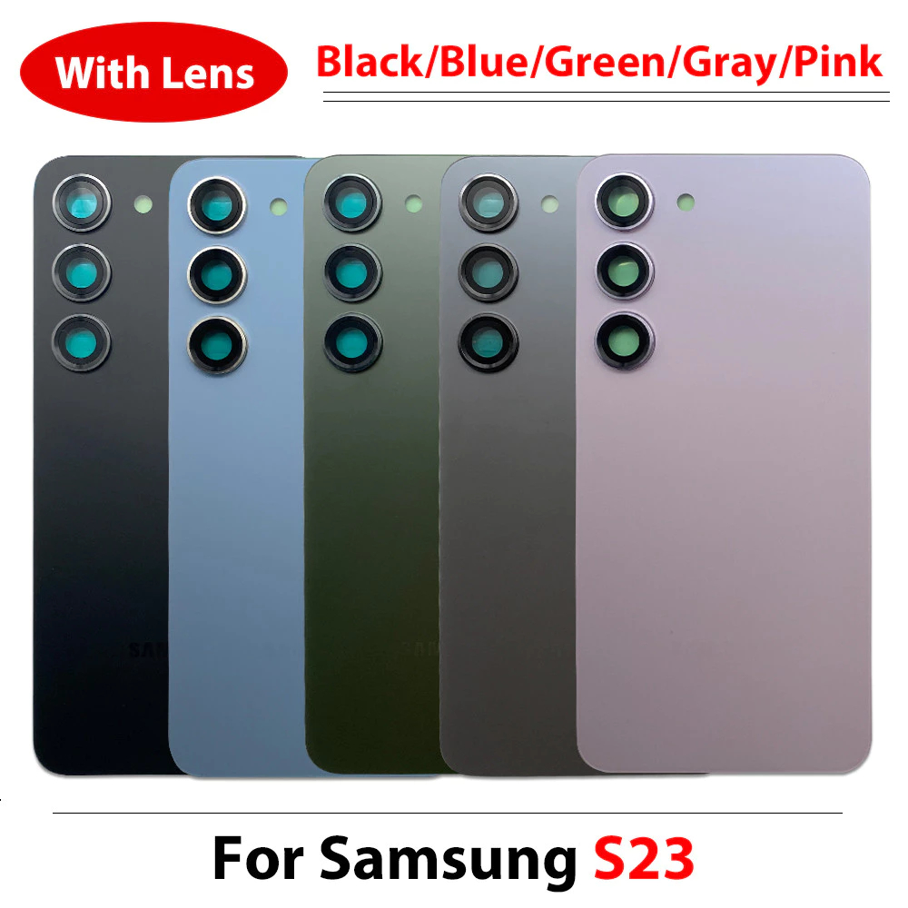 Para Samsung S23 Voltar Bateria Capa De Vidro Porta Traseira Habitação Caso Substituição Adesivo + Lente Da Câmera