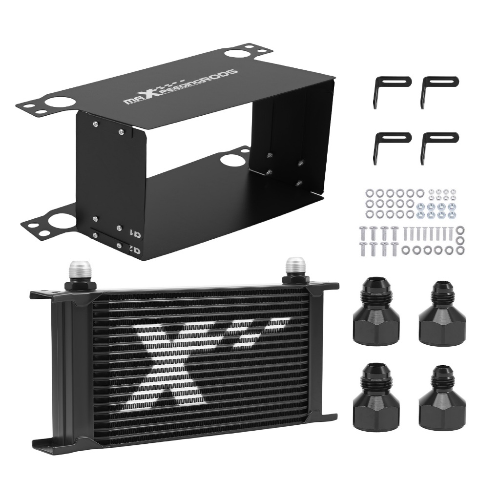 Kit Universal De Refrigerador De Óleo De 19 Fileiras AN10 Alumínio Estilo Britânico Com Guia De Ar Suporte De Canto Adap