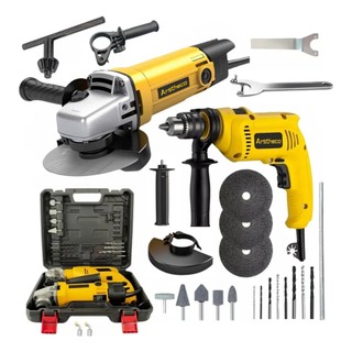 Kit 850w Furadeira de Impacto  e  Lixadeira Esmerilhadeira Angular e Maleta de Transporte…
