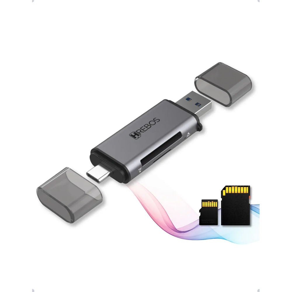 Adaptador Leitor SD TF USB 3.0 Rápido, Dupla Entrada, Multiuso para Notebook, PC e Celular