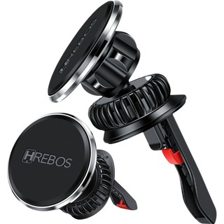 HREBOS Suporte Veicular Magnético Road Turn Pro SU‑246 Compatível MagSafe Rotação 360° Para Saída de Ar Carro Preto